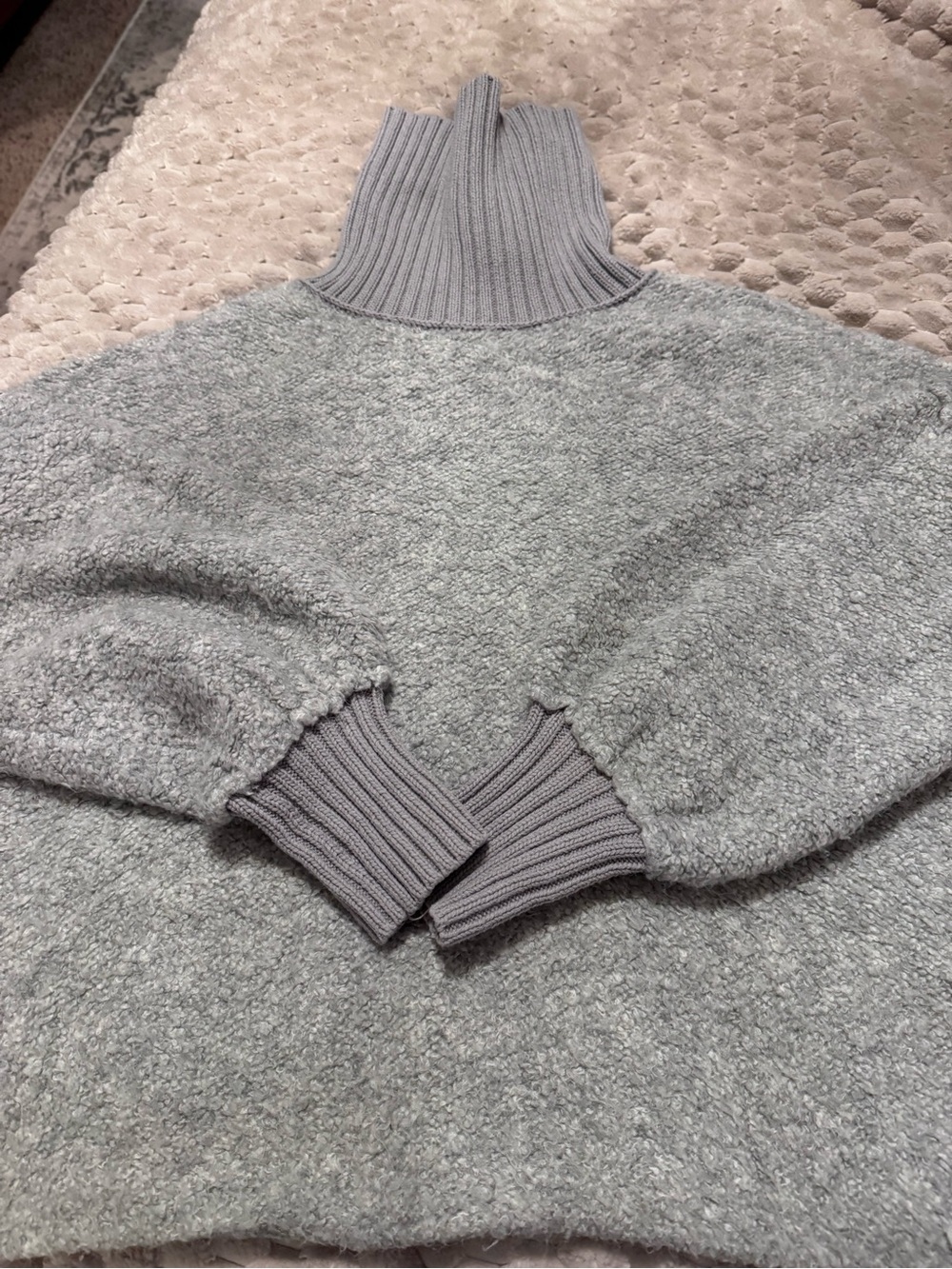 Free People Heather Gray Cowl Neck Bouclé Sweater